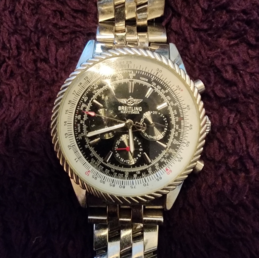 Breitling Navitimer Chronograph & Black Men's Watch with Ivory Dial; PreOwned